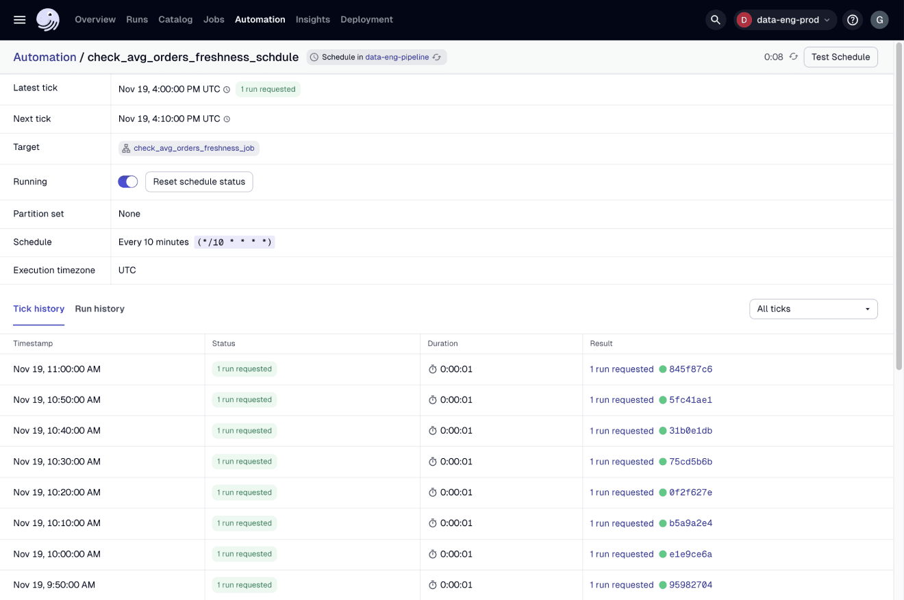 UI Schedule details page